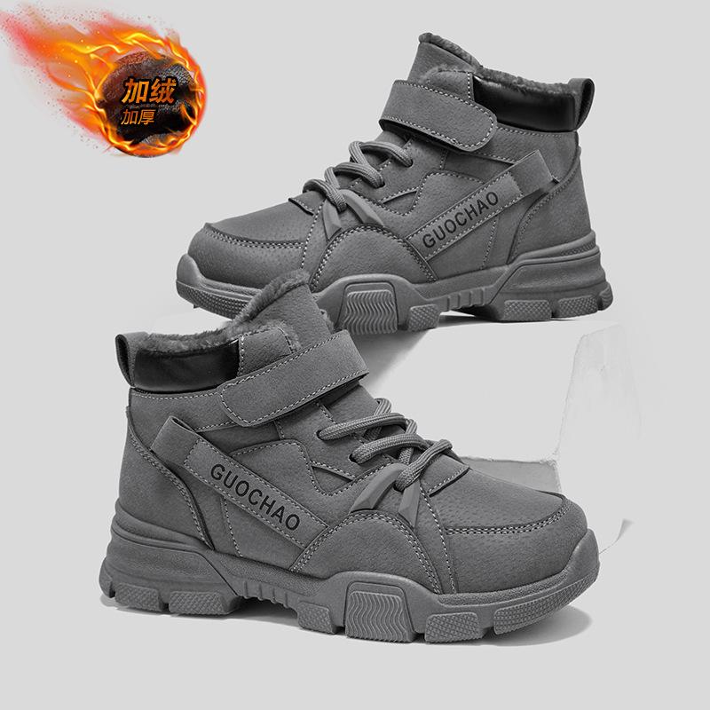 

Детские зимние ботинки бархатные хлопковые туфли для мальчиков новая зимняя нескользящая обувь для девочек для детей среднего и старшего возраста теплые ботинки Мартина тренд 38