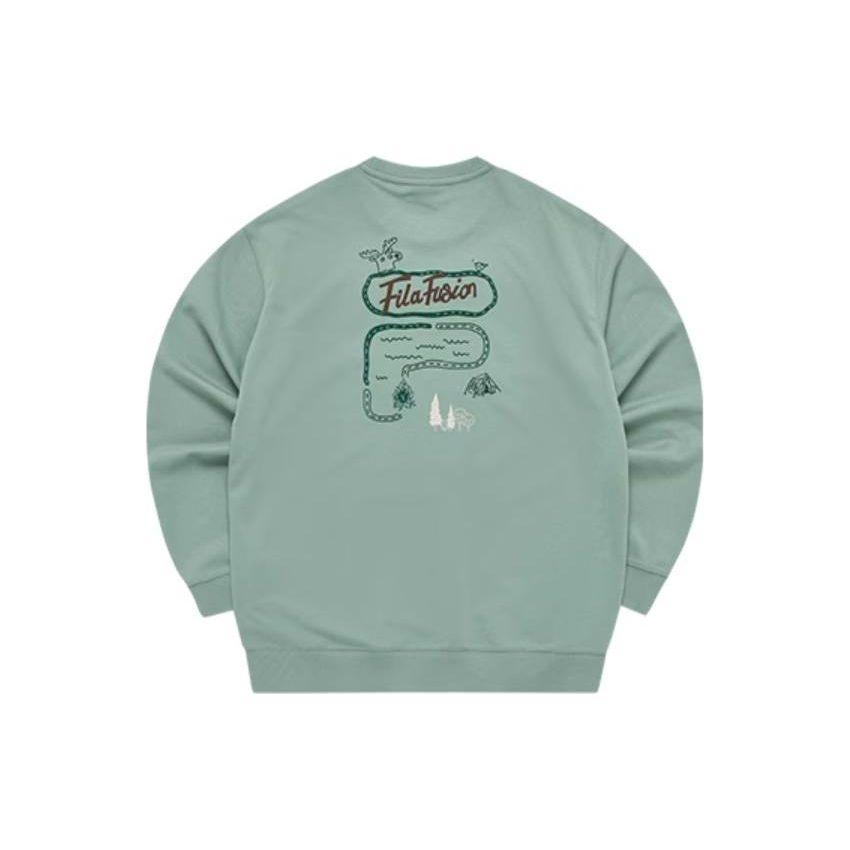 Fila Fusion FOB Series Letter Round Neck Loose Sweatshirt Unisex Sweatshirt Rock-Grey-Green T11U333206FTQ