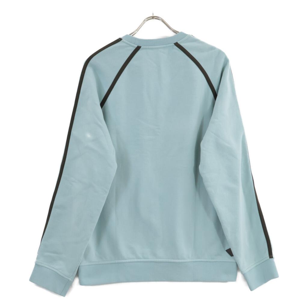 HERMES 21AW Light Blue Cotton Herringbone Piping Fleece-Lined Crew Neck Sweatshirt Pullover tops L blueUsed
