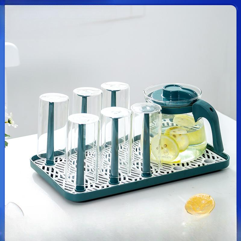 Estante de Almacenamiento para Vasos de Agua de Vidrio Bandeja para Té Almacenamiento de Tazas de Té Escurridor Boca Abajo Rejilla para Escurrir