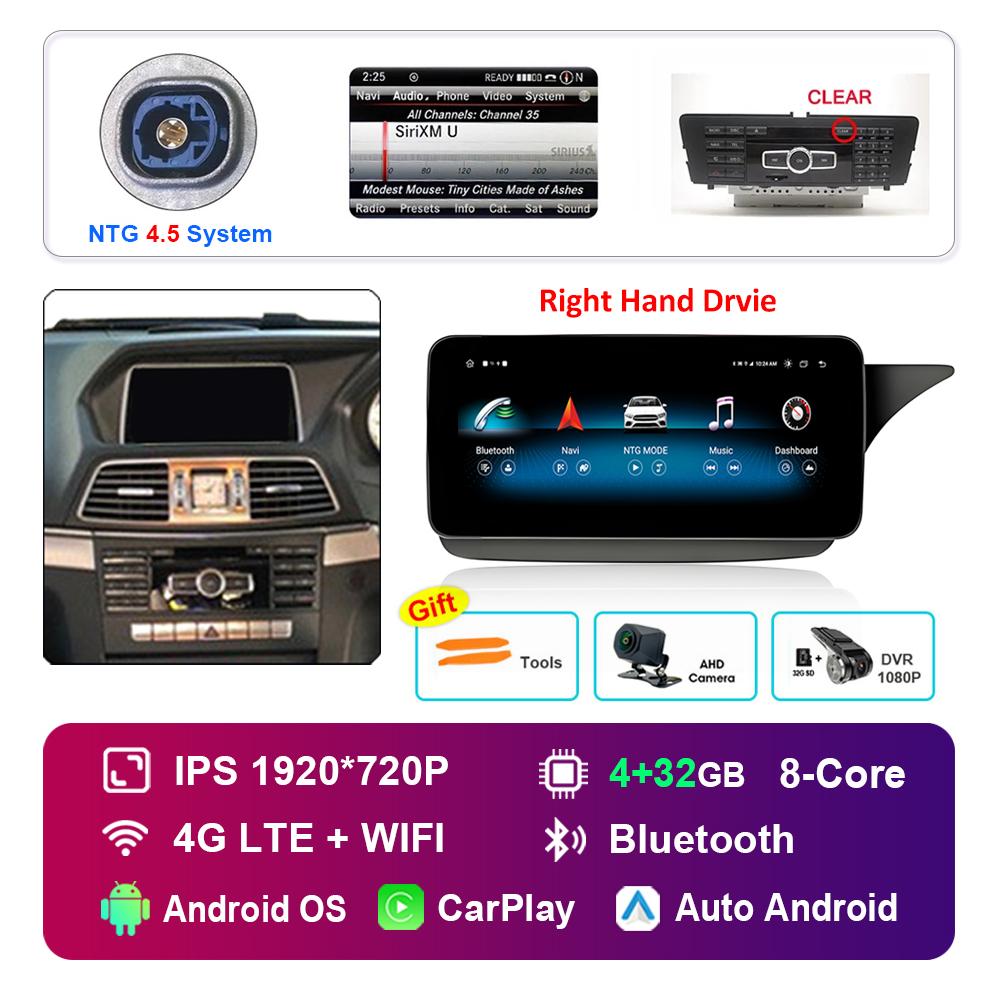 10.25'' Right Hand Drvie for Mercedes Benz E Class C207 W207 2009 - 2015 NTG 4.0 4.5 System Android Car Radio Multimedia Player