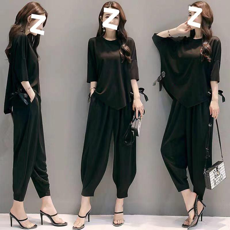 Korean Style Loose Slimming Fashionable Carrot Pants Two-piece Wide-leg Pants Western Style Suit for Women in Summer
