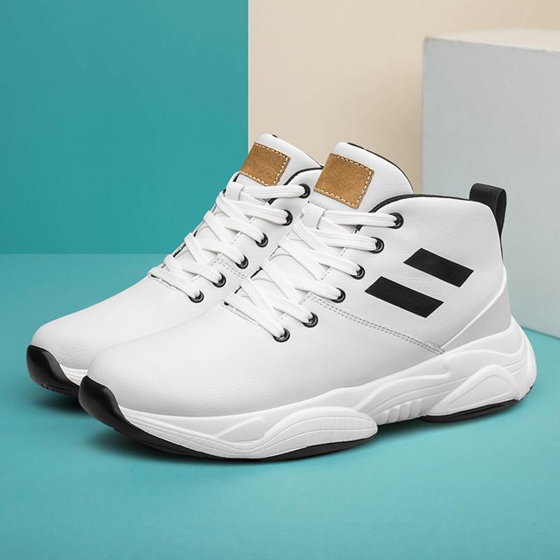 Fashion High Top Men's Genuine Leather Sneakers Comfortable Outdoor Casual Sports Shoes Non-Slip Male Trainers Outdoor Treking Footwear