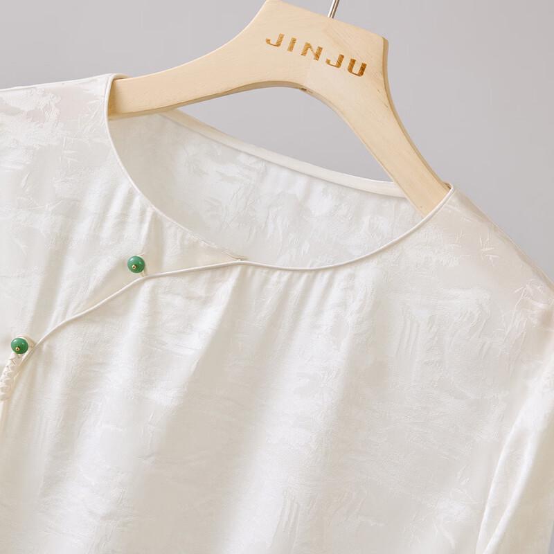 Golden Chrysanthemum New Chinese Style Silk Embroidered T-shirt