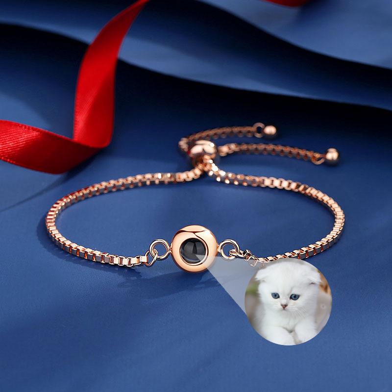 Microengraving Nano Color Projection Bracelet Custom Photo Titanium Steel Box Chain Women Bracelets Jewelry Drop