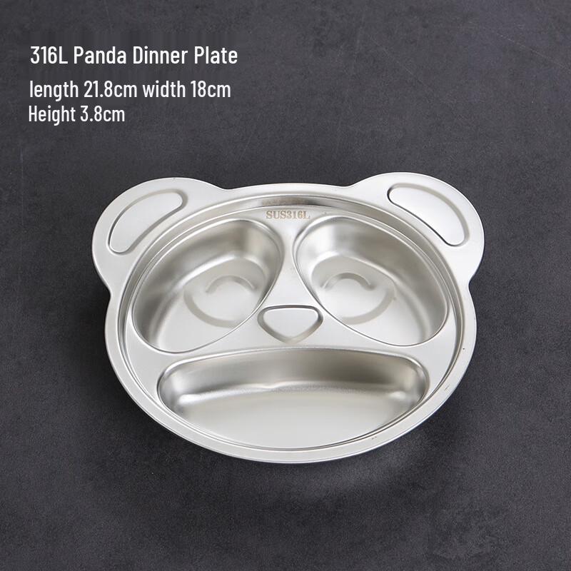 SW Food-Grade Stainless Steel Kids Divided Plate 316 Panda Plate