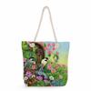 Flower Bird print thick rope single-shoulder beach bag 7272 CLE