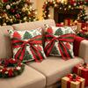 Snowflake Throw Cushion Case Bow Design Snowman Pillow Cover Santa Pillow Cover  Bedroom
