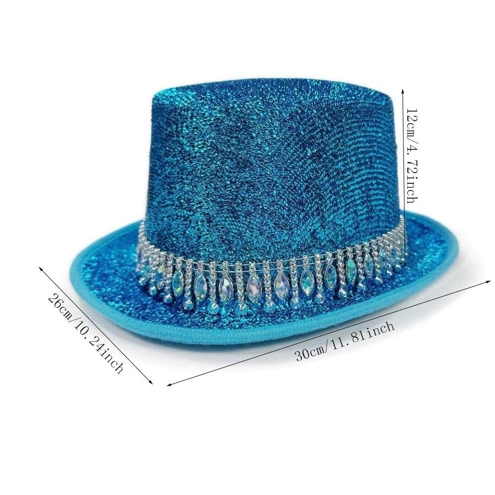 2026 Crystal Jazz Hat Colorful Rhinestone Edge Magician Hat Unisex Roleplaying Tall Hat Party Headwear
