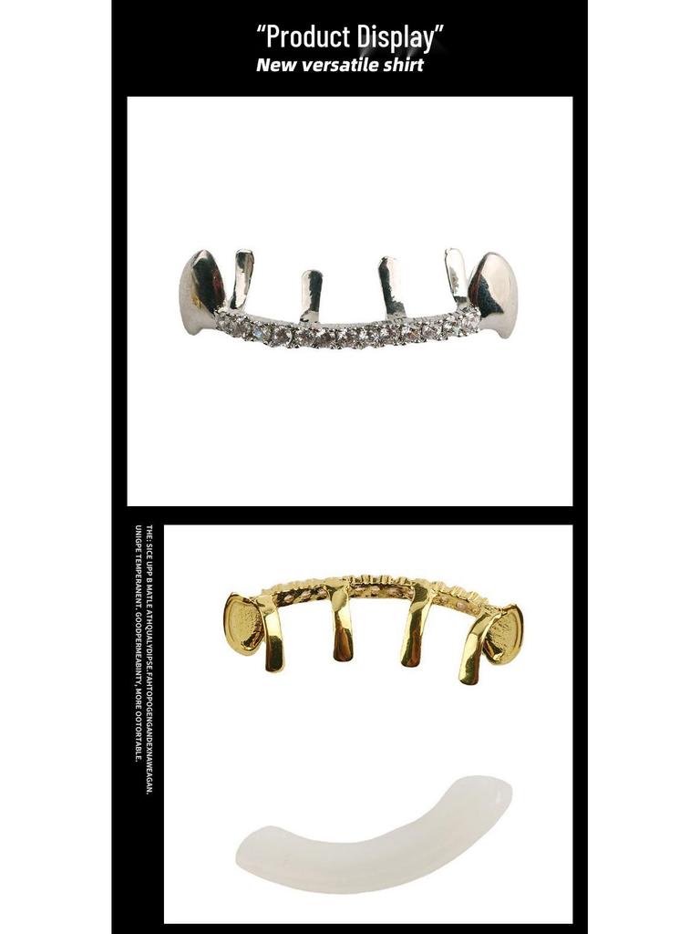 Hip-Hop Zirkonia Diamant Grillz, Trendiger galvanisierter T-Stil für europäische und amerikanische Mode.