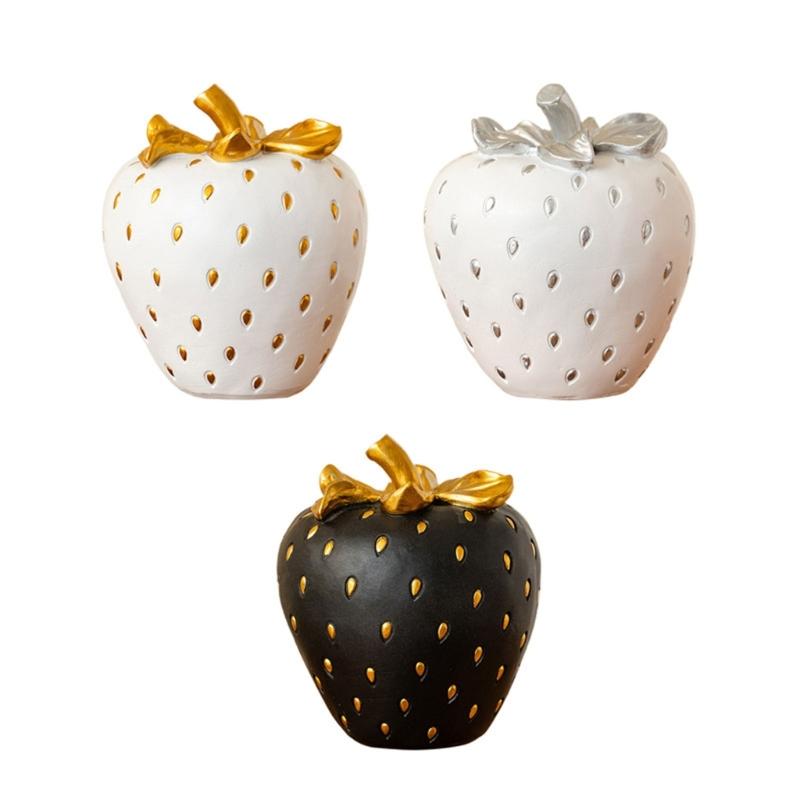 Realistic Strawberry Sculpture Resins Craft Fake Fruit Props for Table Centerpieces Themed Parties Photography Use