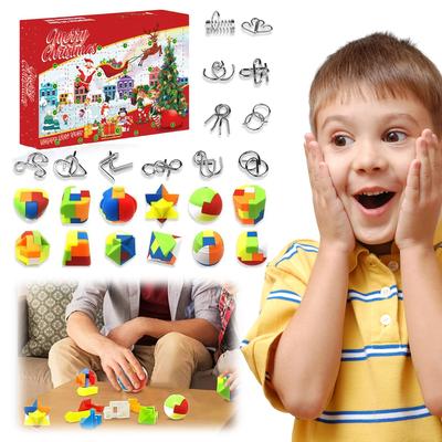 Calendário de Contagem Regressiva de Natal de 24 Dias Quebra-Cabeças Cerebrais para Crianças Calendário de Contagem Regressiva de Natal Presentes de Natal para Meninos Meninas Adolescentes Adultos