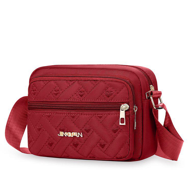 Women's Daily Casual Nylon Cross-Body Shoulder Bag with Multi-Layer Zipper