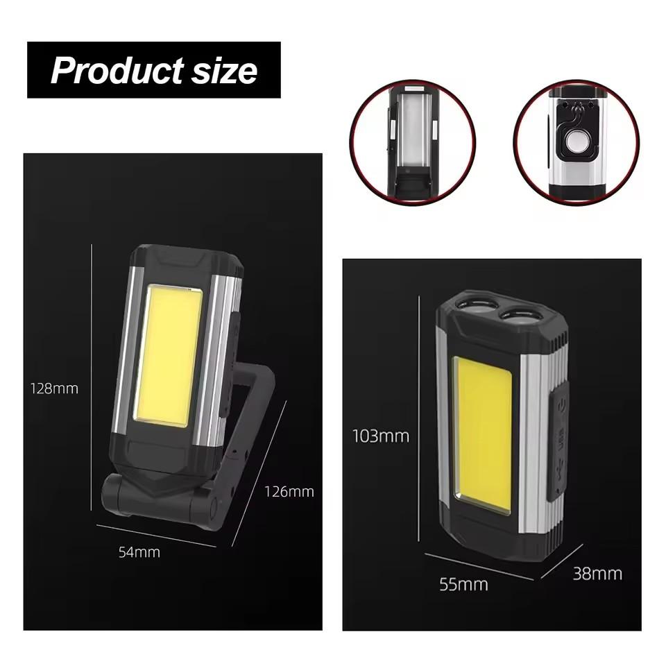 LED Work Light 10w Rechargeable Working Hook Cob Flashlight Fold Waterproof Magnetic USB Emergency Brightest Camping Flashlights