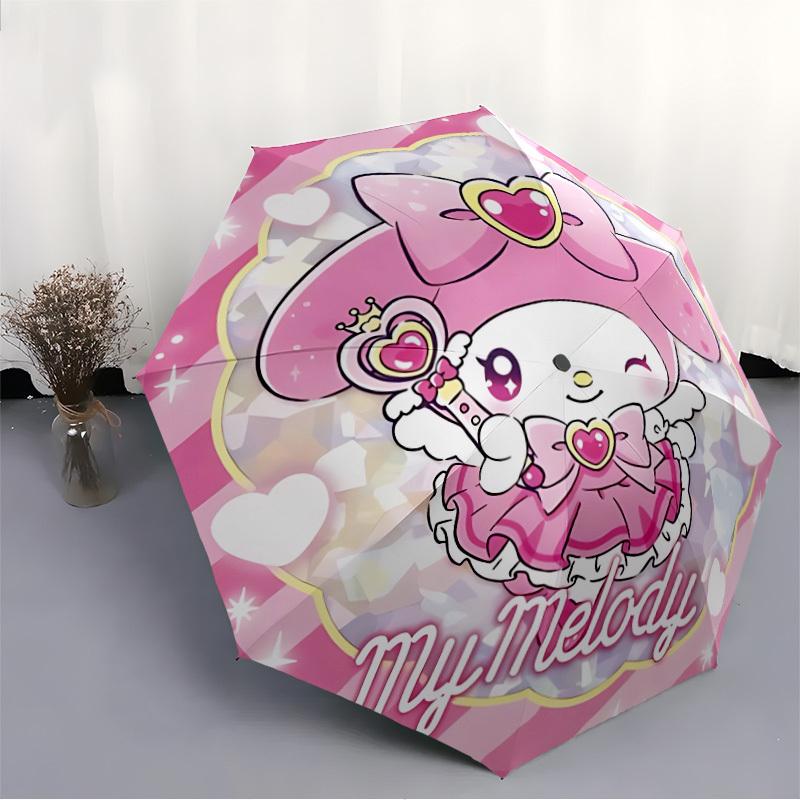 1pc My Melody Automatic Umbrella Durable Iron Frame & Plastic Handle, Gift for Men & Women, Sturdy Construction, Best for Christmas, Helloween, Playfu