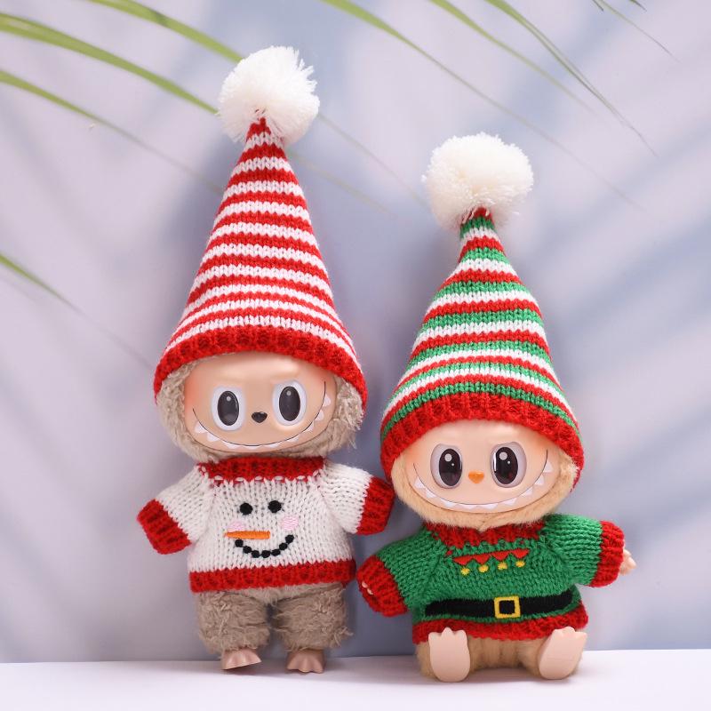Labubu Snowman Christmas Sweater & Dress-Up Doll Clothes: First & Second Gen Pendant Blind Box