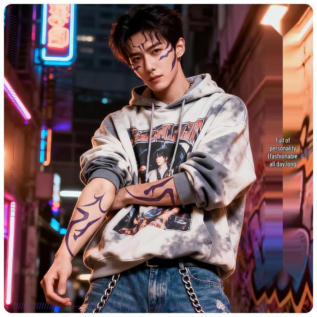 Boys' Full Body Temporary Tattoos - Cosplay, Laser Design, Waterproof, Sweatproof Face Stickers for Parties