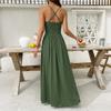Summer New Style Lace-embroidered Halter Dress with V-neck and Backless Design - Ideal for Beachwear and Summer Outings for Women.