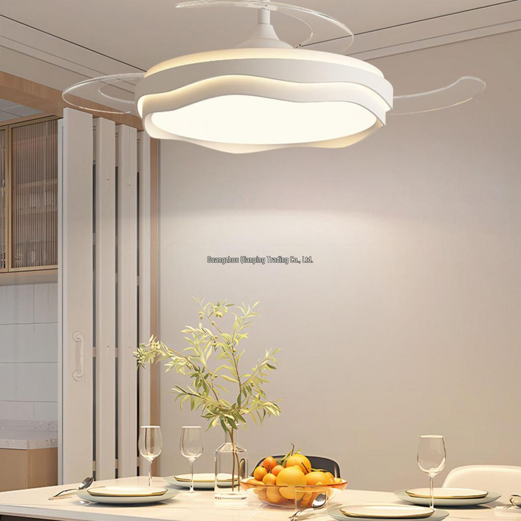 2025 Modern Silent Ceiling Fan with Integrated Light for Bedroom or Restaurant