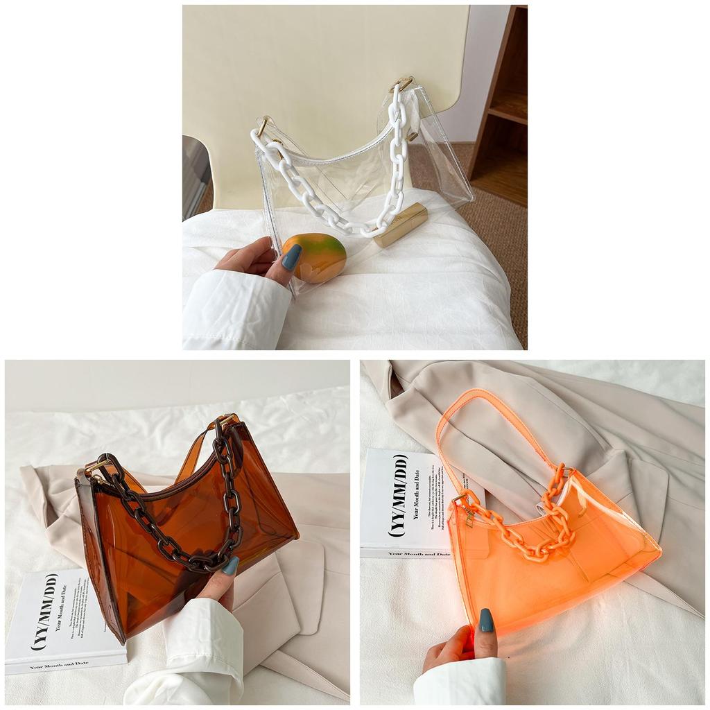 Transparent Pvc Small Womens Clutch Bag With Zipper Closure For Summer Outings