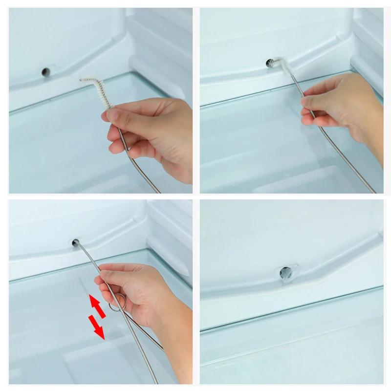 Refrigerator Cleaner Spiral Cleaning Brush Stainless Steel Pipe Cleaning Bendable Tube Washing Home Supplies