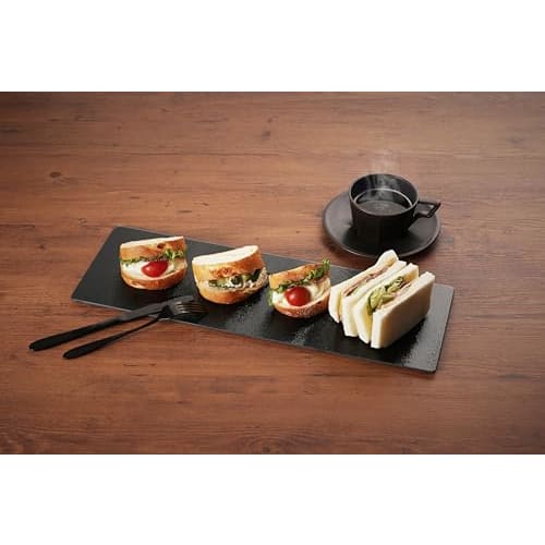 Pearl Metal BLKP Kitchen Plate, Glass Plate, Heat-Resistant up to 200C, Can be Used as a Trivet, Cutting Board, Multi-Plate, or Placemat, Slate, 45cm