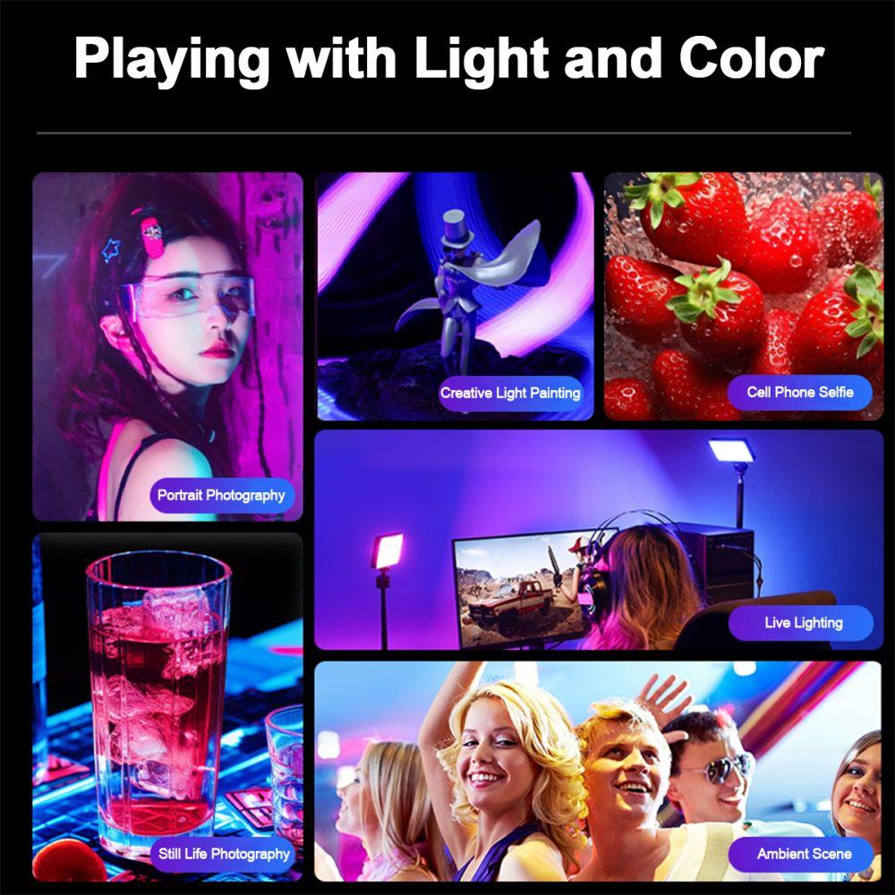LED Video Light Photo Lighting Studio Rgb Light for Video Smartphone Selfie Fill Lights 2000mAh Battery Photography Accessories