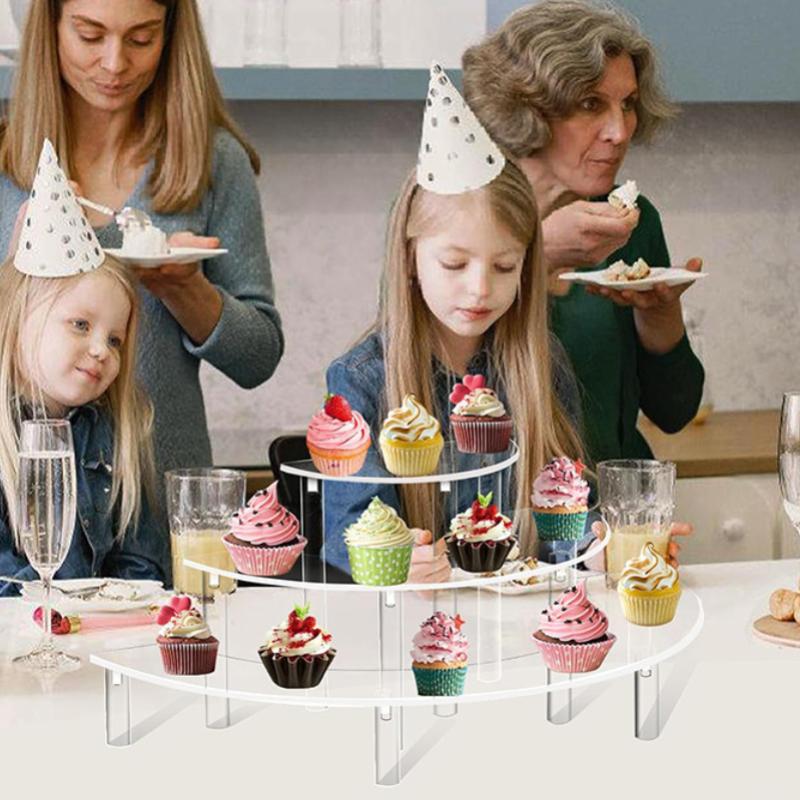 1 Set Rialzi Espositori in Acrilico a 3 Livelli Forma Mezza Luna Trasparenti in Acrilico per Cibo Espositore per Stand Matrimonio Cibo Dolci Cosmetici Festa