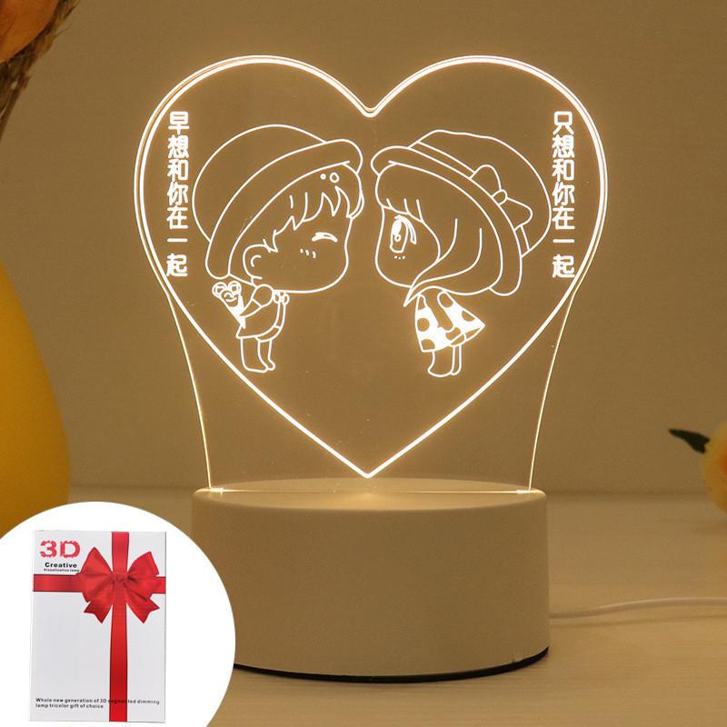3d Light Creative Holiday Gift Bedroom Cartoon Bedside Lamp Usb Straight Plug