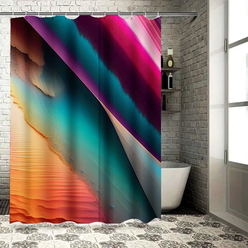 

Vibrant Bath Shower Curtain with Gradient Design for Bathroom Decor Orange Blue Green Pink Red Striped Waterproof Polyester Fabr 90x180cm