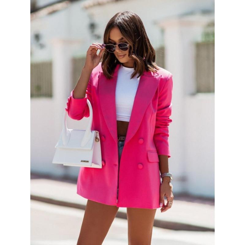 GMXIA Dámské Vintage ležérní jednobarevný potisk Podzim Zima Dlouhý rukáv POLO bundy a kabáty