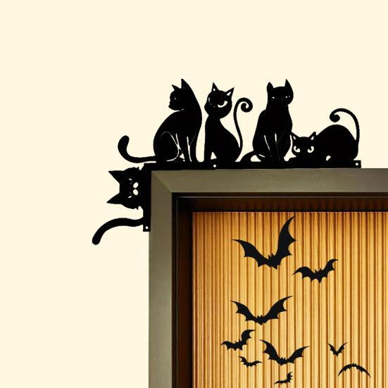 Halloween Tür Eckschild Metall Hexe Katze Fledermaus Geist Spinnennetz Tür Aufsatzschild Innen Tür Fensterrahmen Dekoration