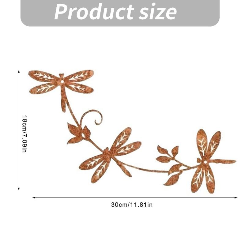 3D Metal Dragonflies Wall Art Hanging Decoration Wrought Iron Wall Hanging Sculpture Garden Homes Party Decoration