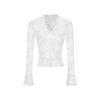 Sexy V-neck Cinched Waist Slimming Lace Shirt Pure Desire for Slimming Top
