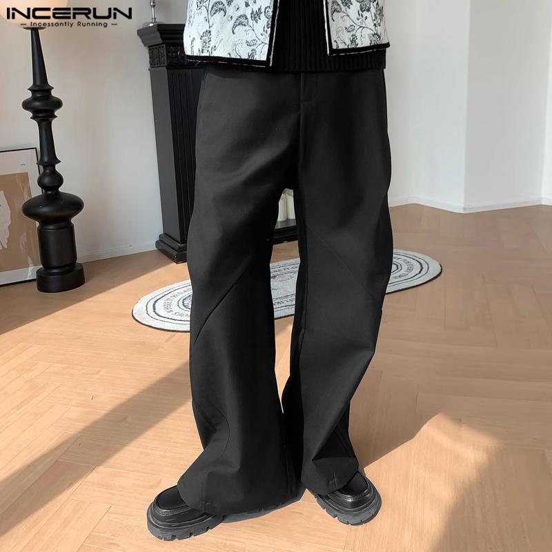 

INCERUN мужские однотонные плиссированные длинные брюки на молнии с пуговицами