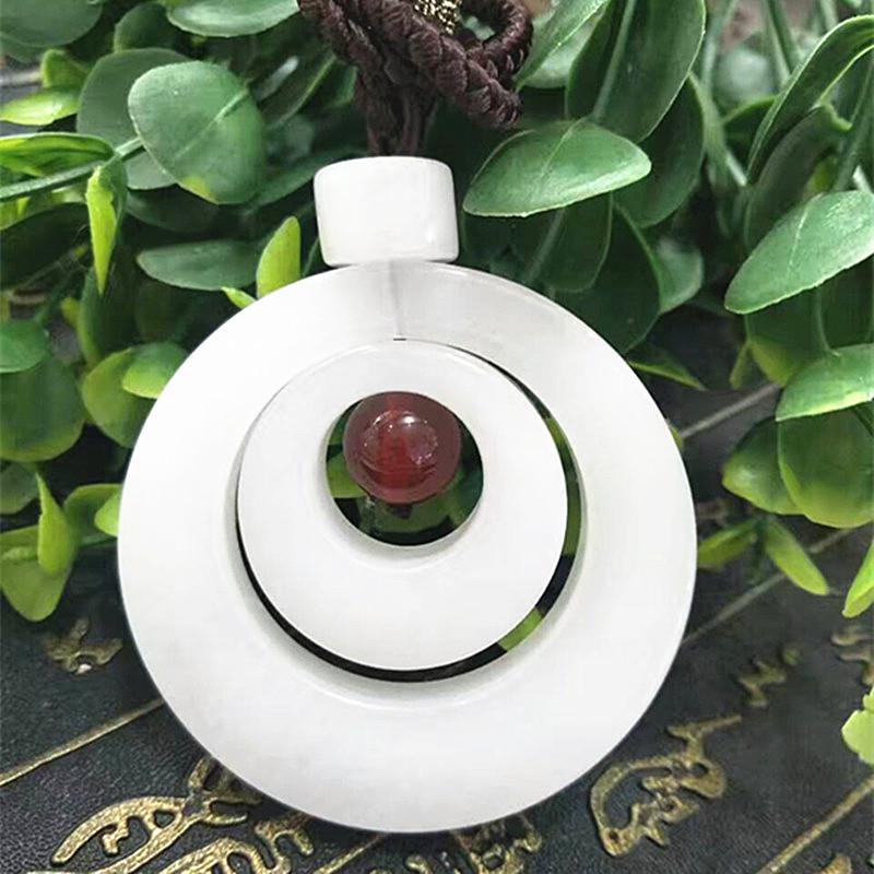 Ethnic Style Multi-Strand Kyanite  White Jade Peace Pendant Necklace Other