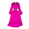 Accessible Luxury Sanzhai Ruched Long Sleeves Glossy Dress Dress