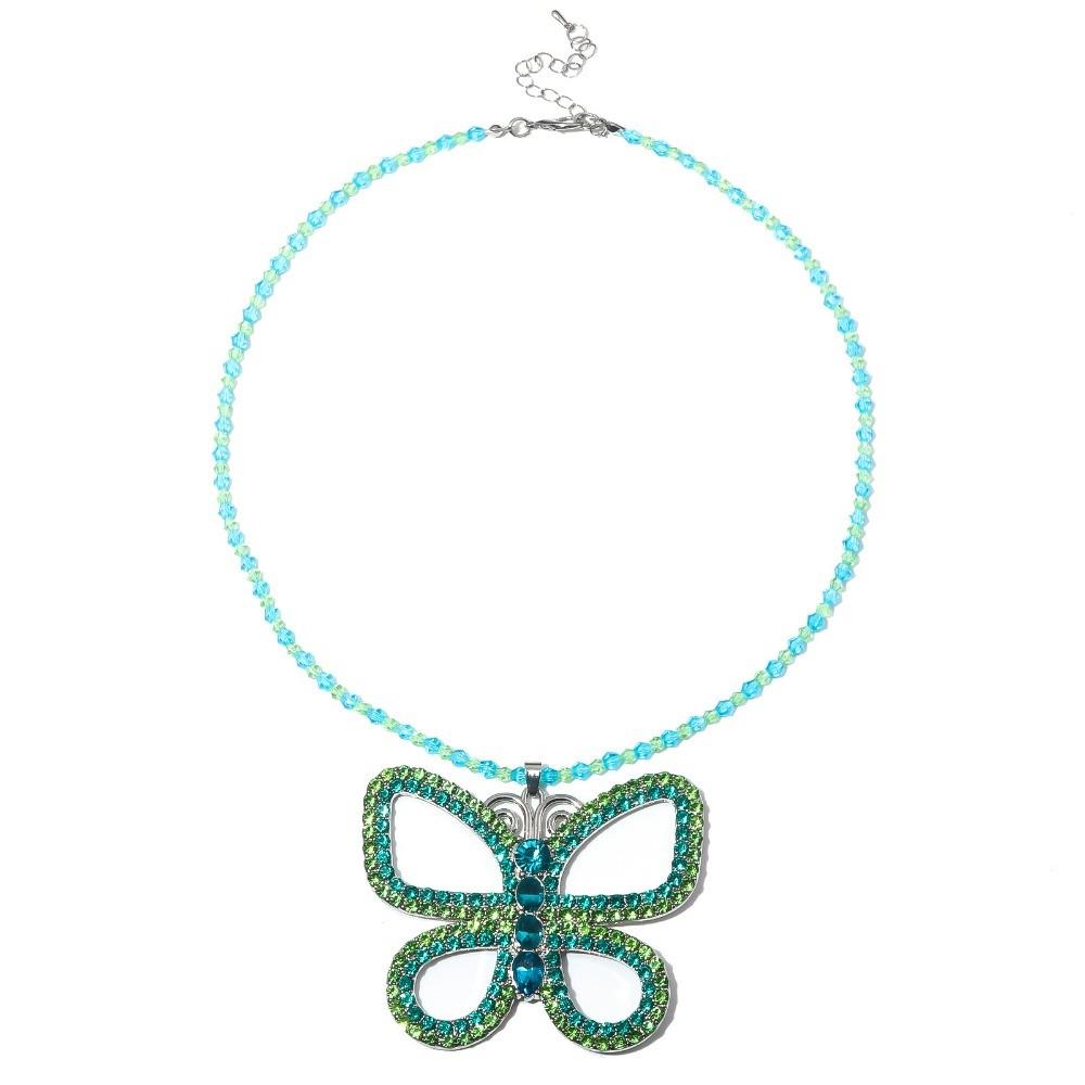 

Large Butterfly Choker Necklace Bead Chain Crystal Butterfly Pendant Necklace for Women Elegant Costume Jewelry