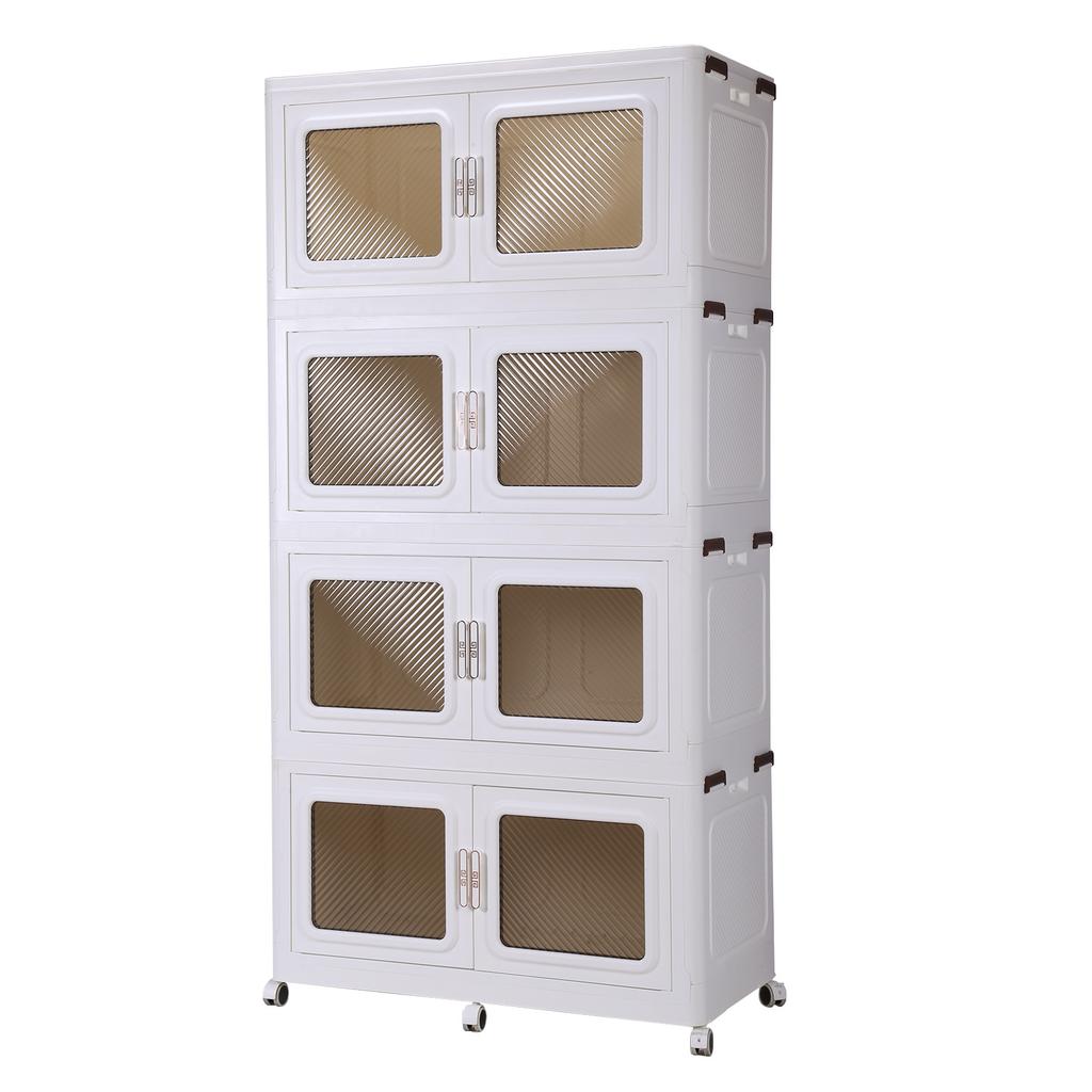 Closet Storage and Organizer with Lid Plastic Storage Cabinet with Wheel Free Installation Storage Cabinet for Small Spaces Bath