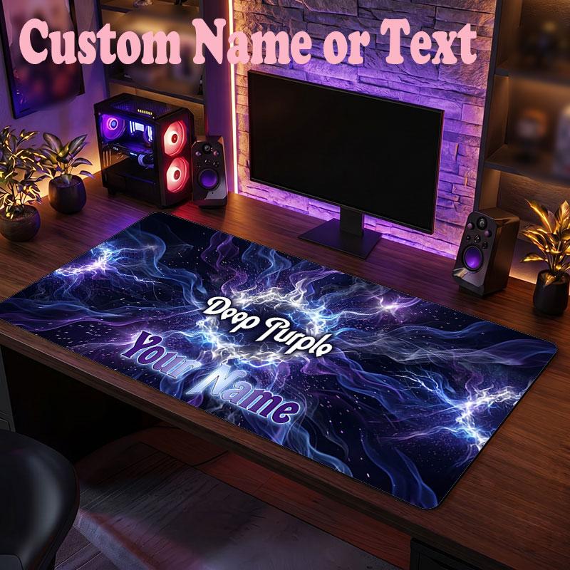Deep Purple Customized Name Text Mouse Pad, Large Desk Mouse Mat Personalized Home Office Present