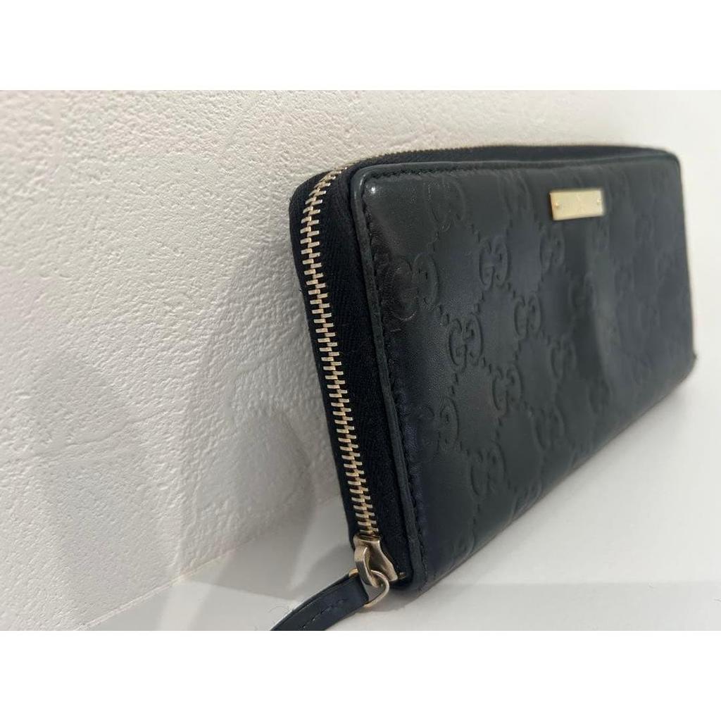 Used GUCCI Guccissima Round Zip Around Wallet Black