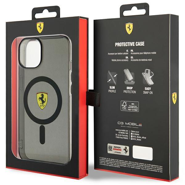 Etui Do iPhone 14 Plus Ferrari Translucent MagSafe Czarny