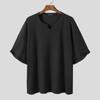 INCERUN Summer Men Short Sleeve Baggy O-neck Knit Loose Tee Tops