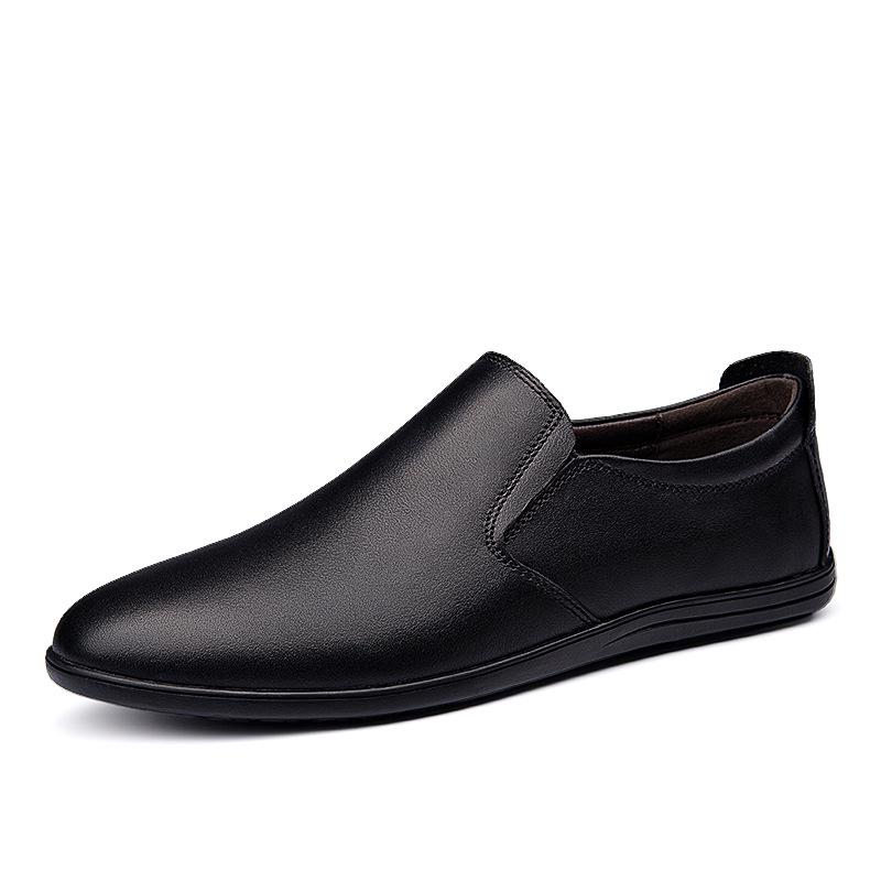 Men s Casual Leather Shoes - Soft, Breathable Cowhide Moccasins for Spring & Autumn Business Wear 38 чёрный