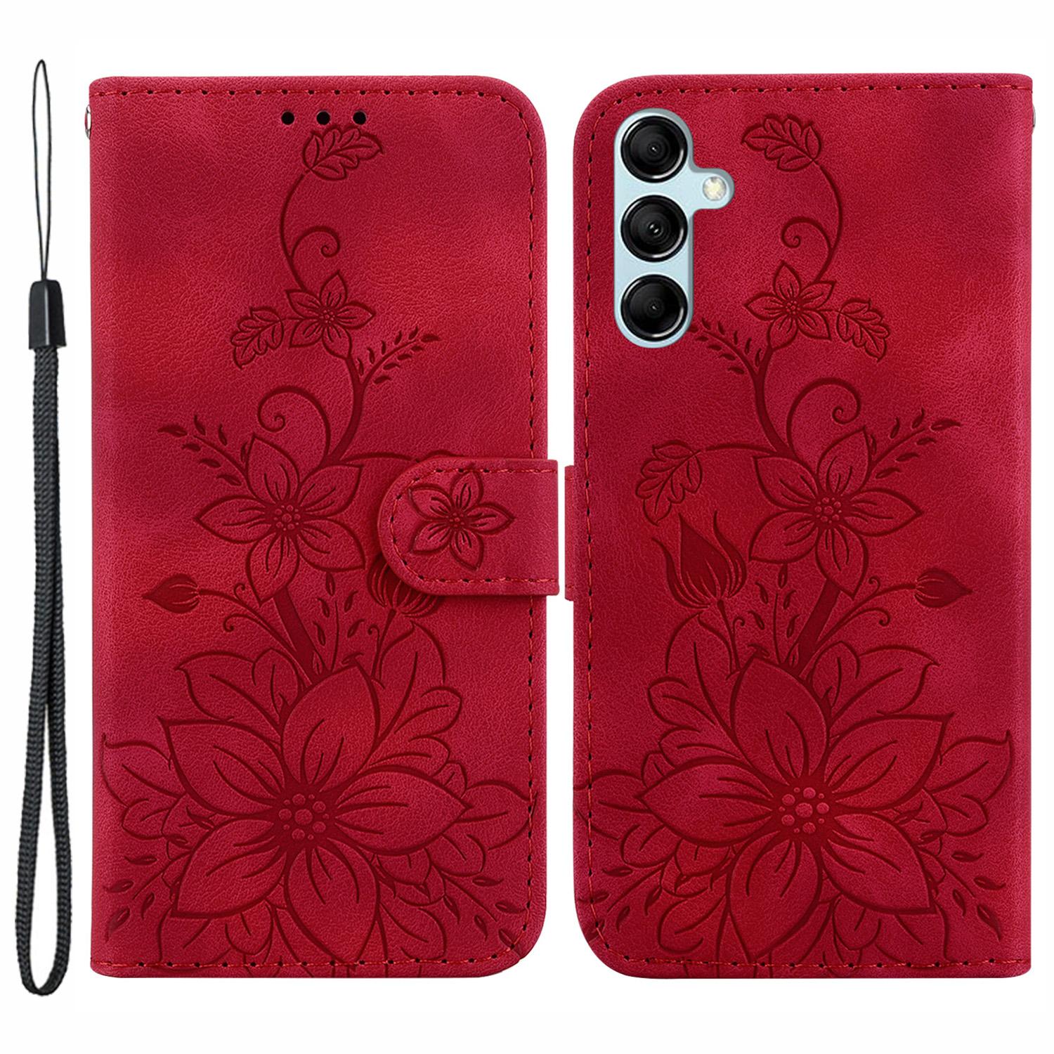 

For Samsung Galaxy A15 4G Cover Imprinted Wallet Stand Leather Cellphone Case Red