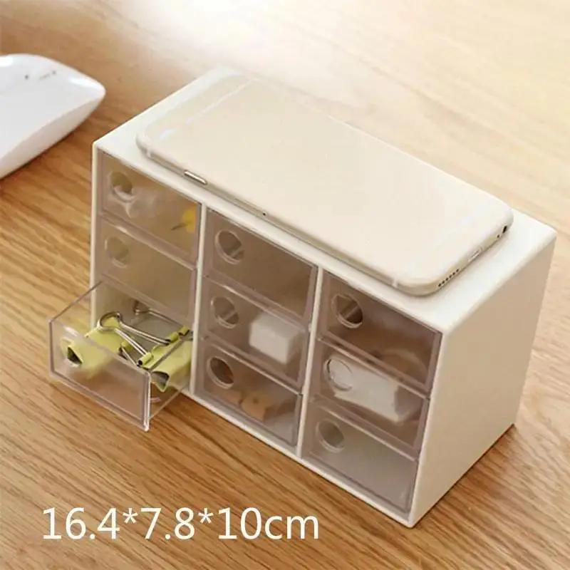 1 Pcs Creative Plastic Transparent Jewelry Storage Box Nine Drawers Cosmetics Korean Fashion Dustproof Sorting Box