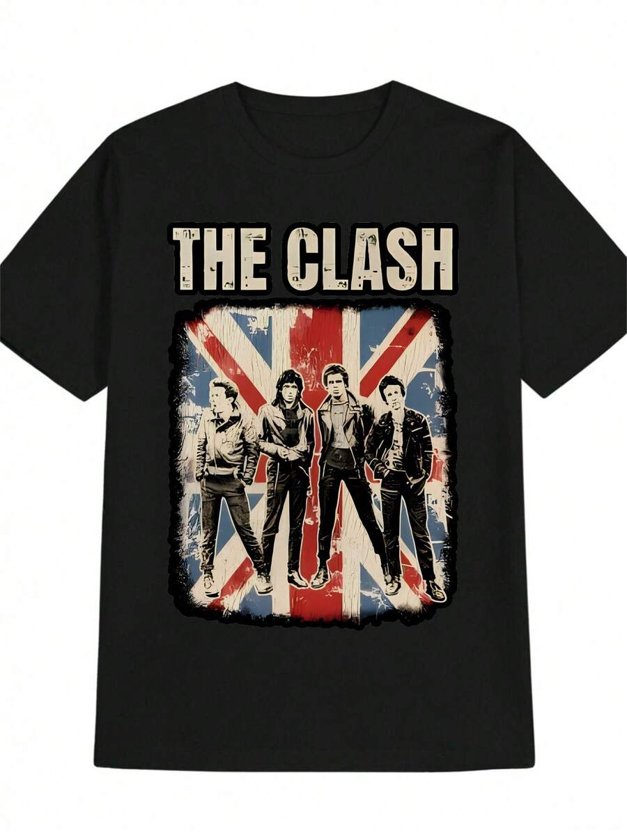 

Unisex s Casual Round Neck T-Shirt With THE CLASH Union Jack Print Vintage British Flag XL
