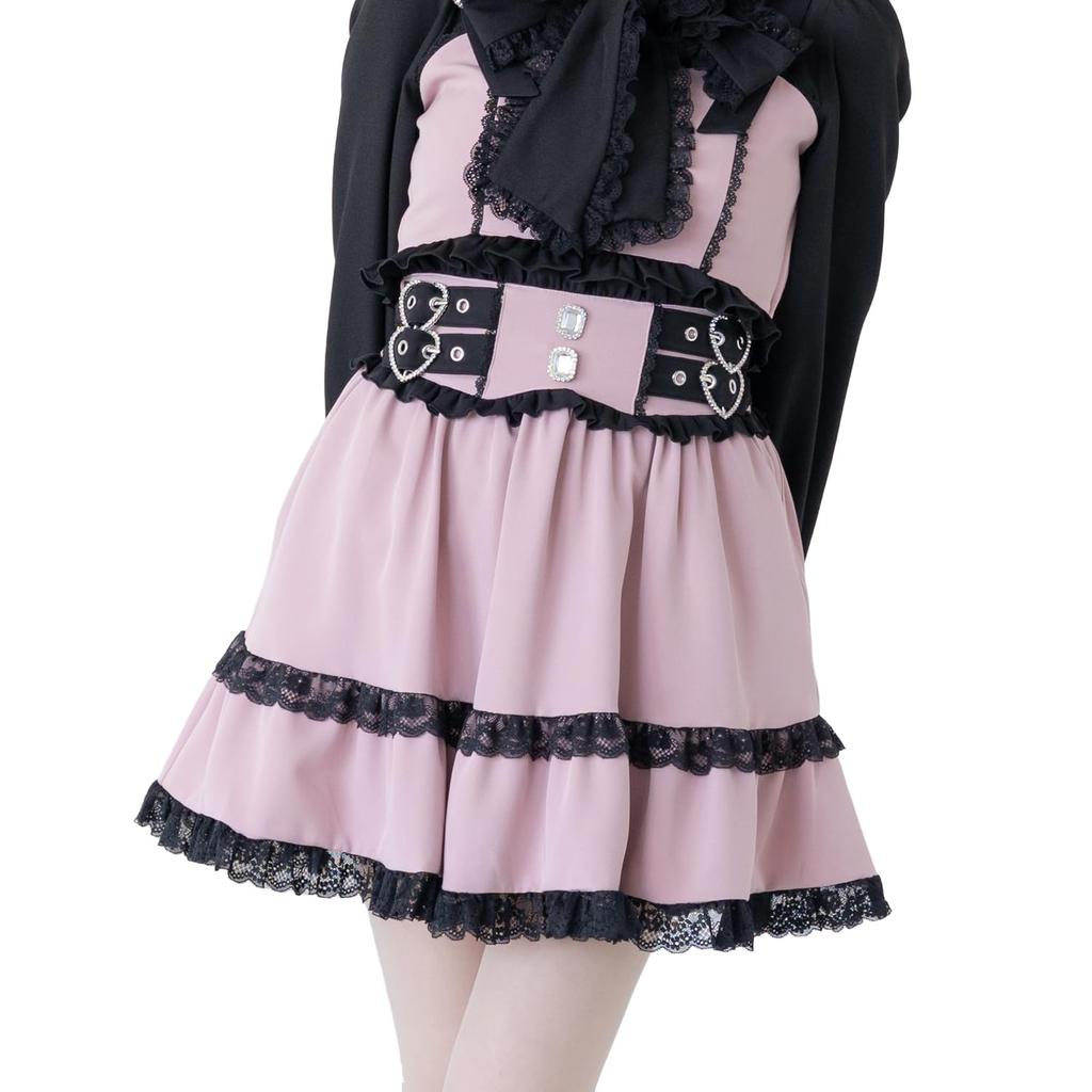 Yumetenbou Mass-Produced Landmine Clothing Dear My Love Women's High-Waisted Frill Tiered Skirt, Pink, 534146