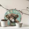 Rustic Highland Cow Metal Sign 8x8 Inch Vintage Farmhouse Wall Decor 2D Flat Aluminum Tin Art Plaque