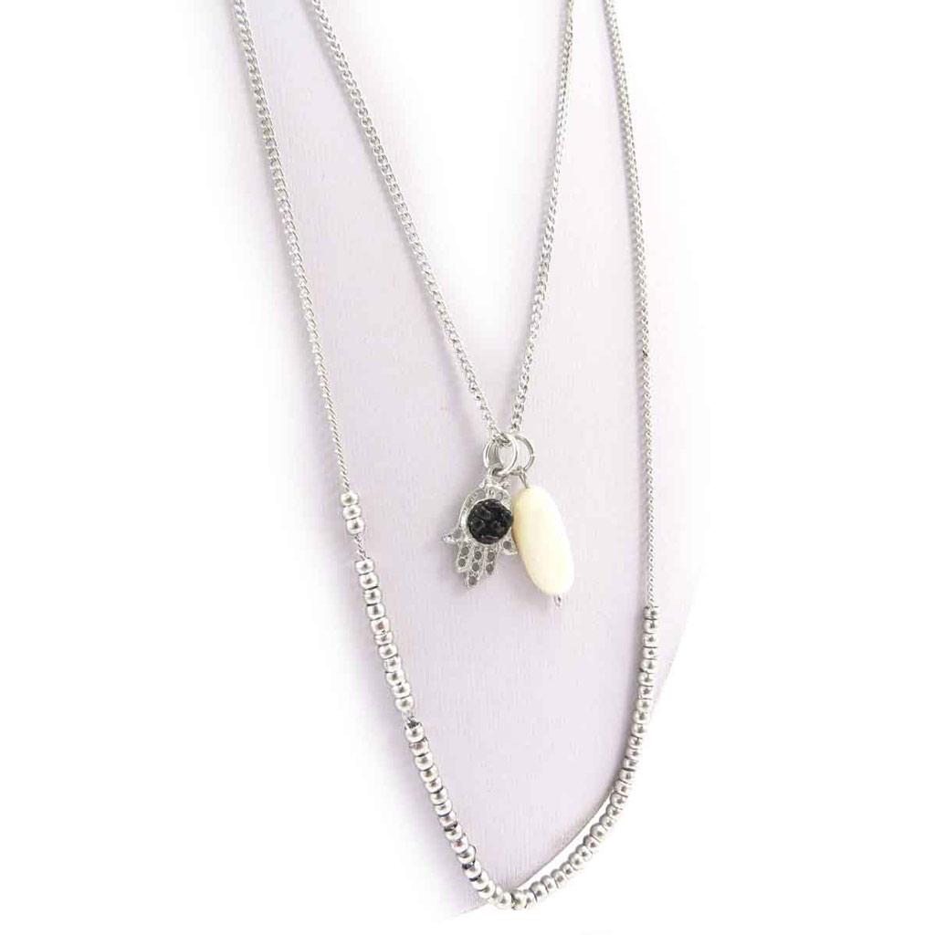 Les Trésors De Lily [J8936] - Silver 'Kilimanjaro' Fatma Necklace